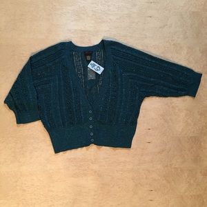 NWT Torrid Cropped Cardigan Sparkly Dark Teal Sz 3